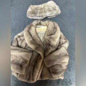 Mink Luxurious Fur Coat and Hat Set